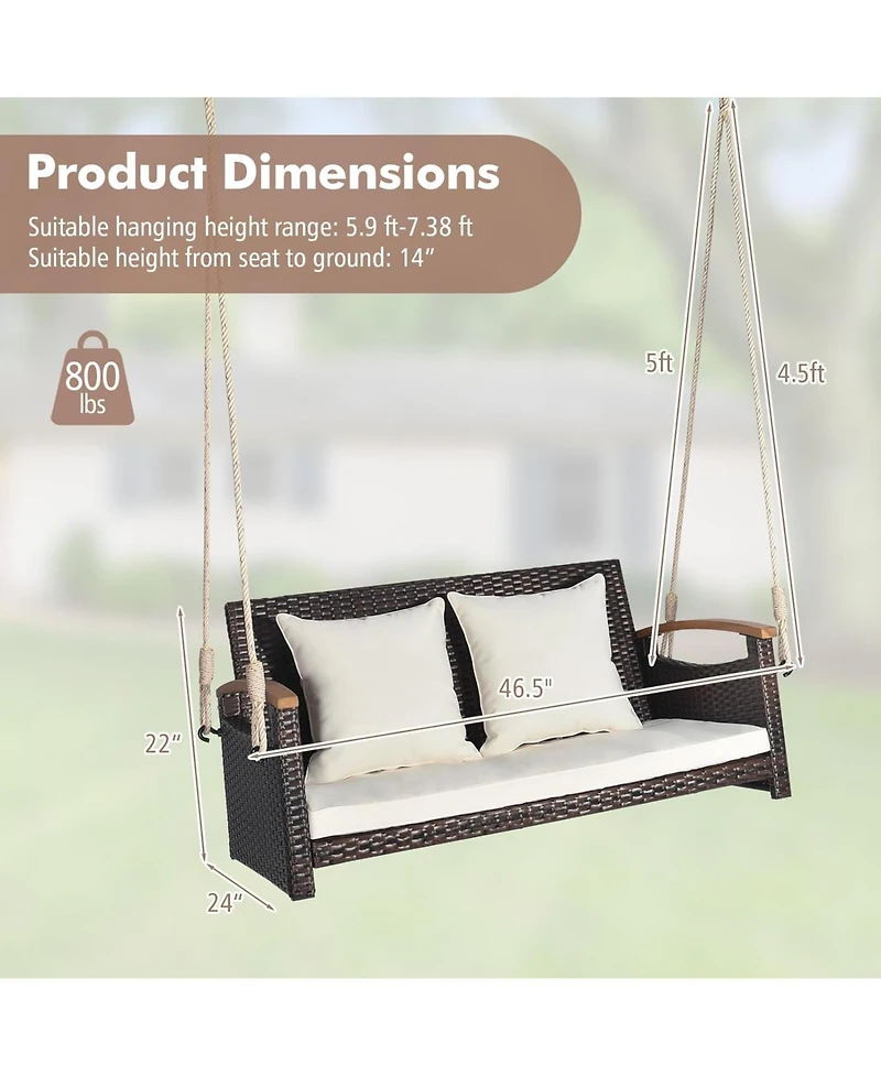 2-Person Patio Rattan Porch Swing