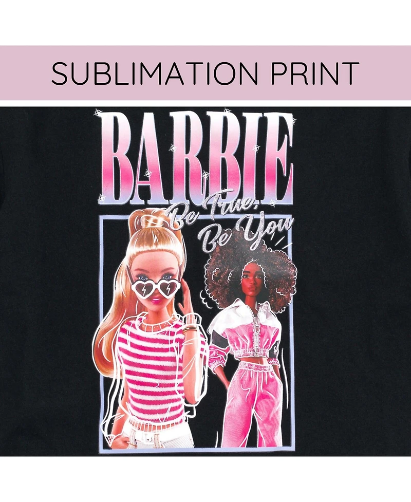 Barbie Girls Cropped Boxy T-Shirt and Bike Shorts Outfit Set