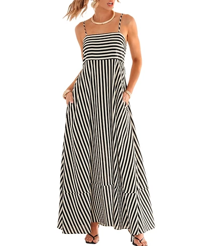 Cupshe Women's Subtle Lines Striped Maxi Beach Dress