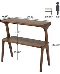 Tribesigns Narrow End Table for Living Room, 2-Tier Slim Sofa Side with Solid Wood Legs, Bedside Table, Nightstand Bedroom