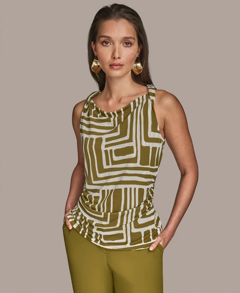 Donna Karan New York Women's Twist-Strap Printed Tank Top