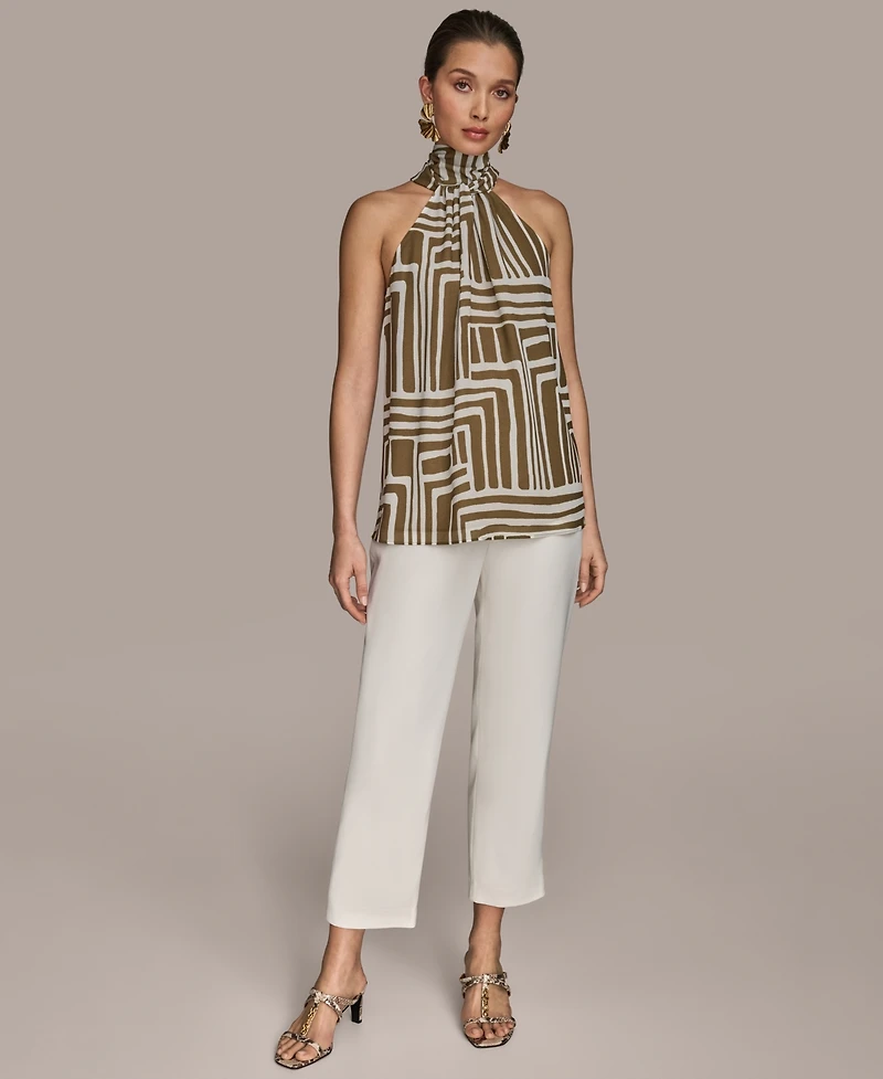 Donna Karan New York Women's High-Neck Printed Halter Top, Regular & Petite