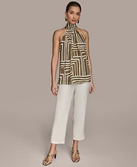Donna Karan New York Women's High-Neck Printed Halter Top, Regular & Petite