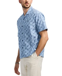 Men's Sonix Relaxed Fit Short Sleeve Wave Print Button-Front Camp Shirt