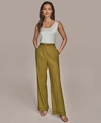 Donna Karan New York Women's Linen-Blend Wide-Leg Pants