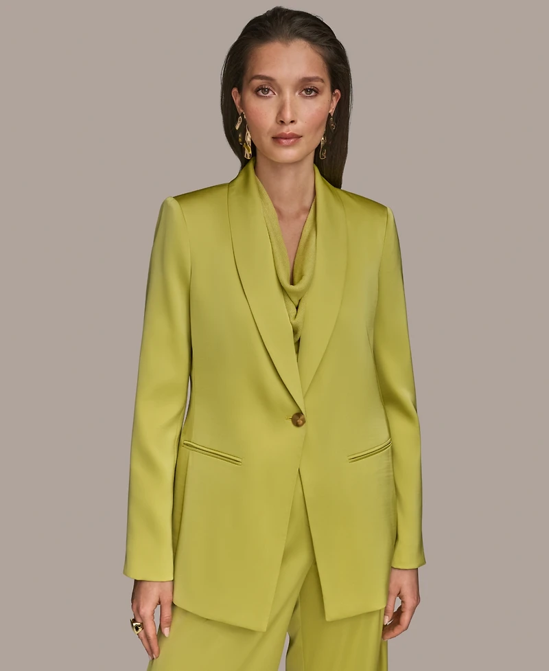 Donna Karan New York Women's Satin One-Button Jacket, Regular & Petite