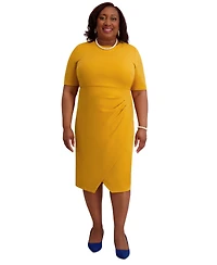 Kasper Women's Short-Sleeve Side Pleated Dress, Regular & Plus Sizes