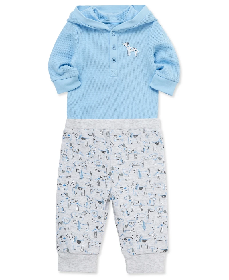 Little Me Baby Boys Cotton Puppy Bodysuit & Pants Set