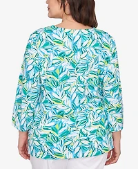 Ruby Rd. Plus Tossed Leaves Embellished Knit Top