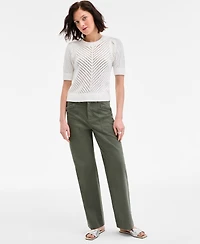 On 34th Women's Diagonal-Knit Puff-Sleeve Sweater, Exclusively at Macy's