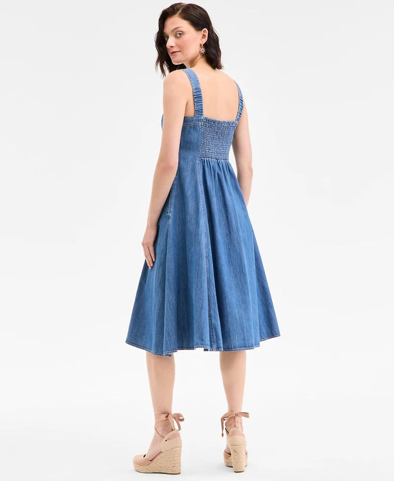 On 34th Women's Denim Sweetheart-Neck Midi Dress, Exclusively at Macy's