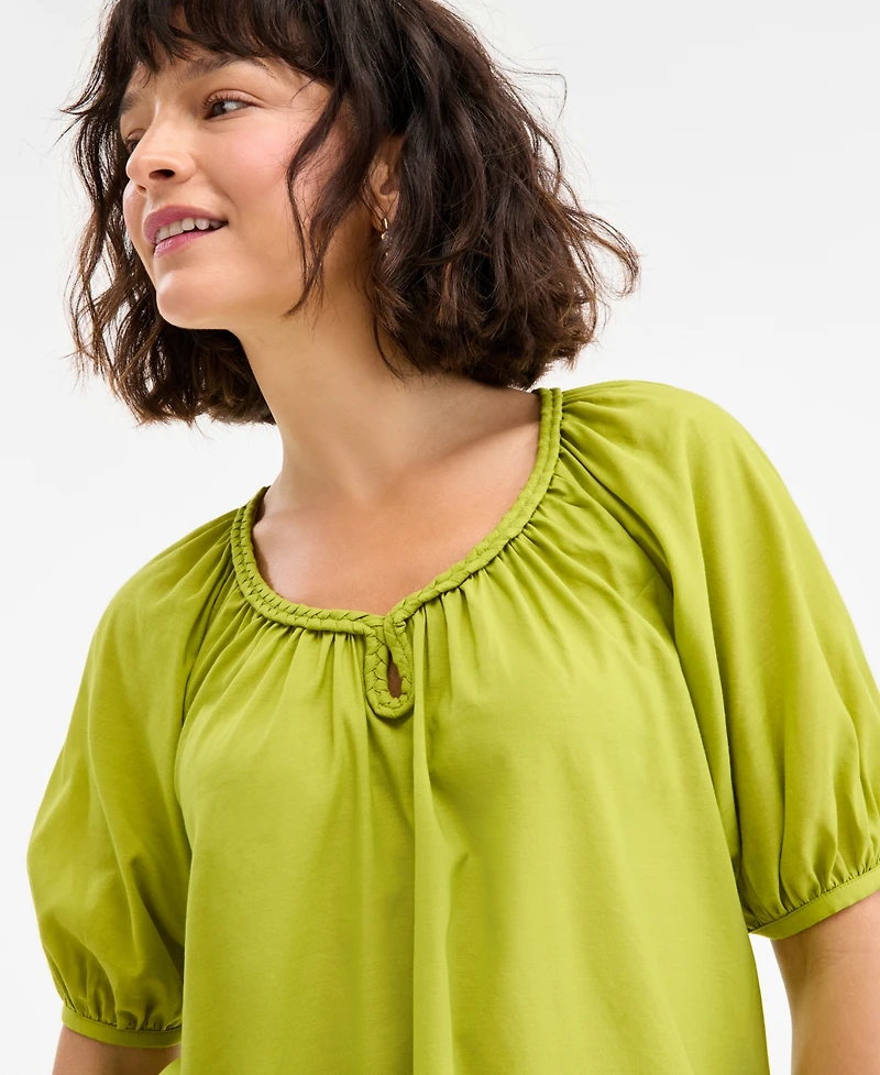 On 34th Women's Elbow Sleeve Braided-Trim Top, Exclusively at Macy's