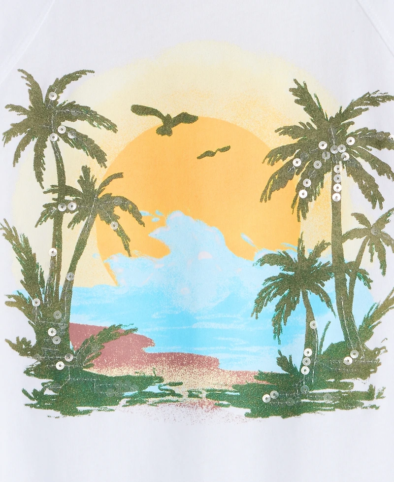 On 34th Women's Raglan Palm-Print Shine T-Shirt, Exclusively at Macy's