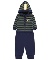 Little Me Baby Boys Cotton Hooded Football Bodysuit & Pants Set