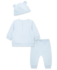 Little Me Baby Boys Bear Quilted Top, Pants & Hat, 3 Piece Set