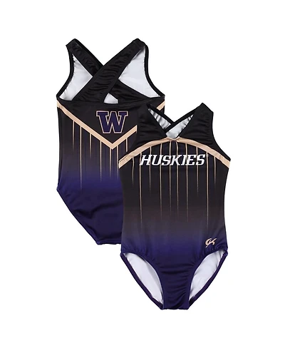 Gk Elite Big Boys and Girls Black Washington Huskies Replica Leotard