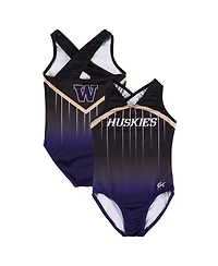 Gk Elite Big Boys and Girls Black Washington Huskies Replica Leotard