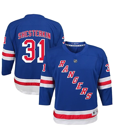 Outerstuff Big Boys and Girls Igor Shesterkin Blue New York Rangers Home Replica Player Jersey
