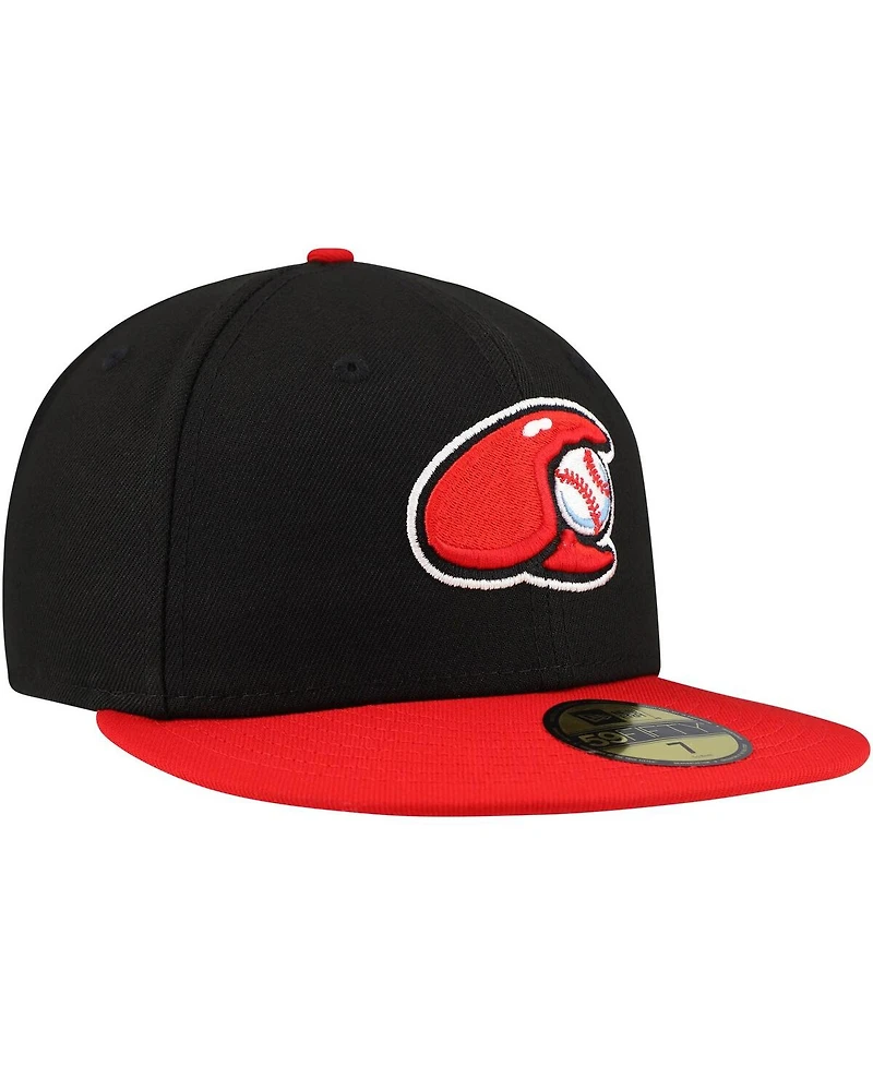 New Era Men's Black Hickory Crawdads Authentic Collection 59FIFTY Fitted Hat