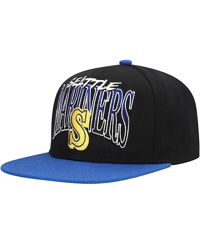 Mitchell & Ness Men's Black Seattle Mariners Rise Up Snapback Hat