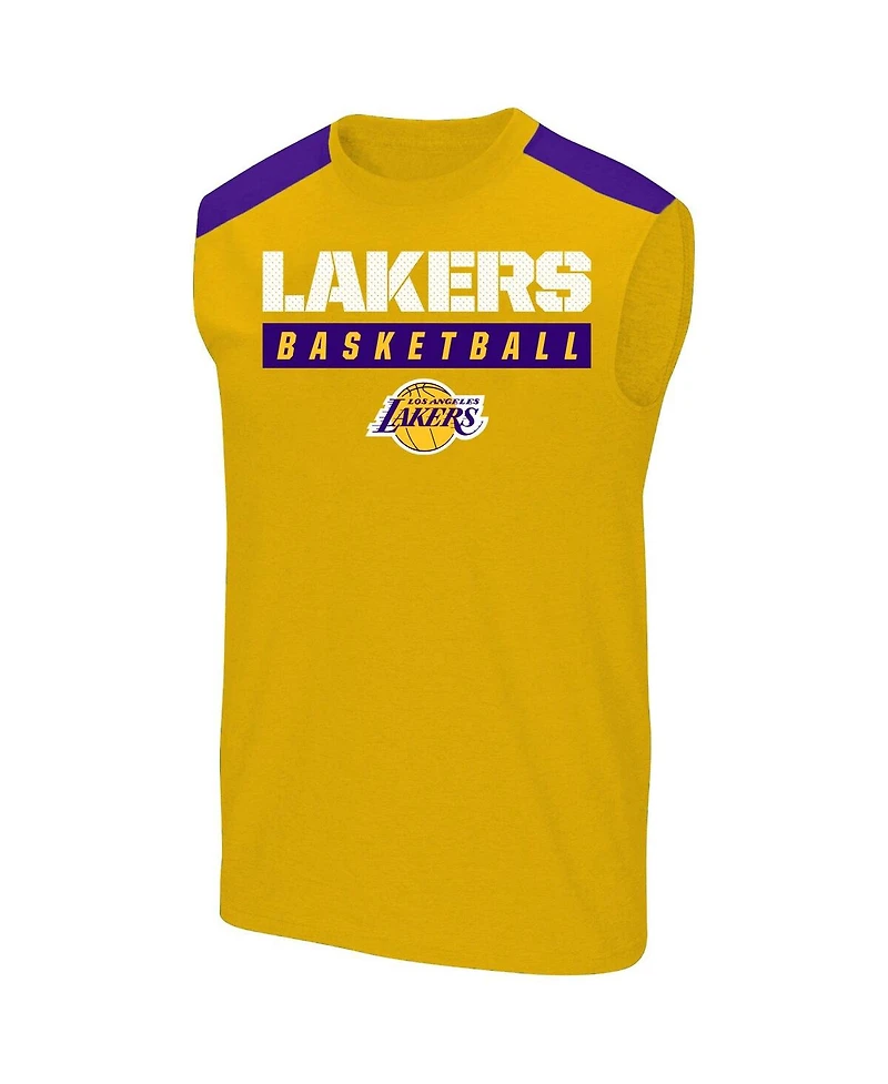 Profile Men's LeBron James Gold Los Angeles Lakers Big Tall Player Muscle T-Shirt