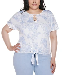 Belldini Plus Pineapple Print Knit Top