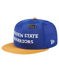 New Era Men's Royal/Gold Golden State Warriors Throwback Satin Vintage Pin Two-Tone 59FIFTY Fitted Hat