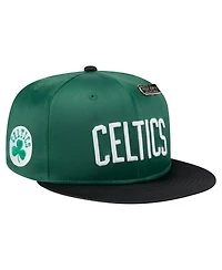 New Era Men's Kelly Green/Black Boston Celtics Throwback Satin Vintage Pin Two-Tone 59FIFTY Fitted Hat
