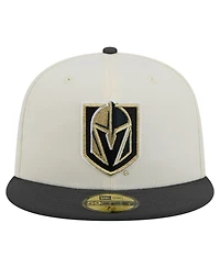 New Era Men's White Vegas Golden Knights Chrome Two-Toned 59FIFTY Fitted Hat