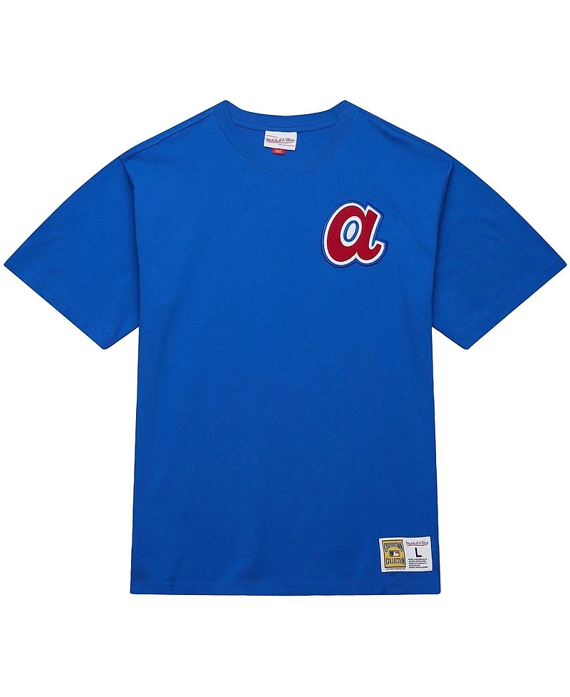 Mitchell & Ness Men's Hank Aaron Royal Atlanta Braves Legends Collection Vintage Logo T-Shirt