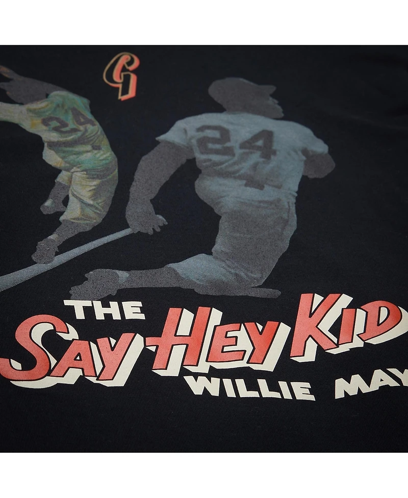 Mitchell & Ness Men's Willie Mays Black San Francisco Giants Legends Collection Vintage Logo T-Shirt