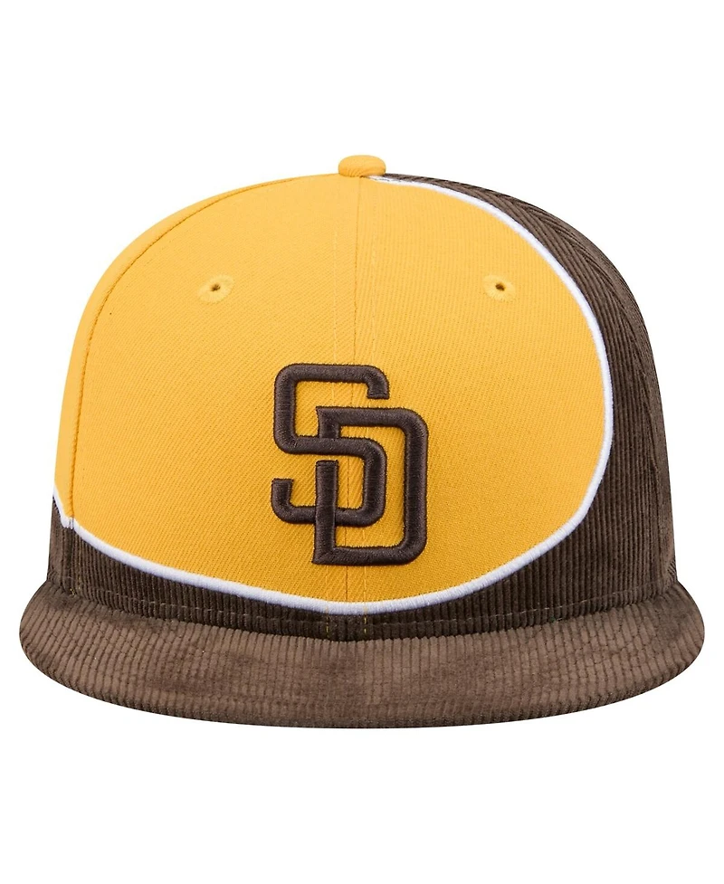 New Era Men's Brown/Gold San Diego Padres Retro Split Corduroy Snapback Hat