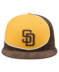 New Era Men's Brown/Gold San Diego Padres Retro Split Corduroy Snapback Hat