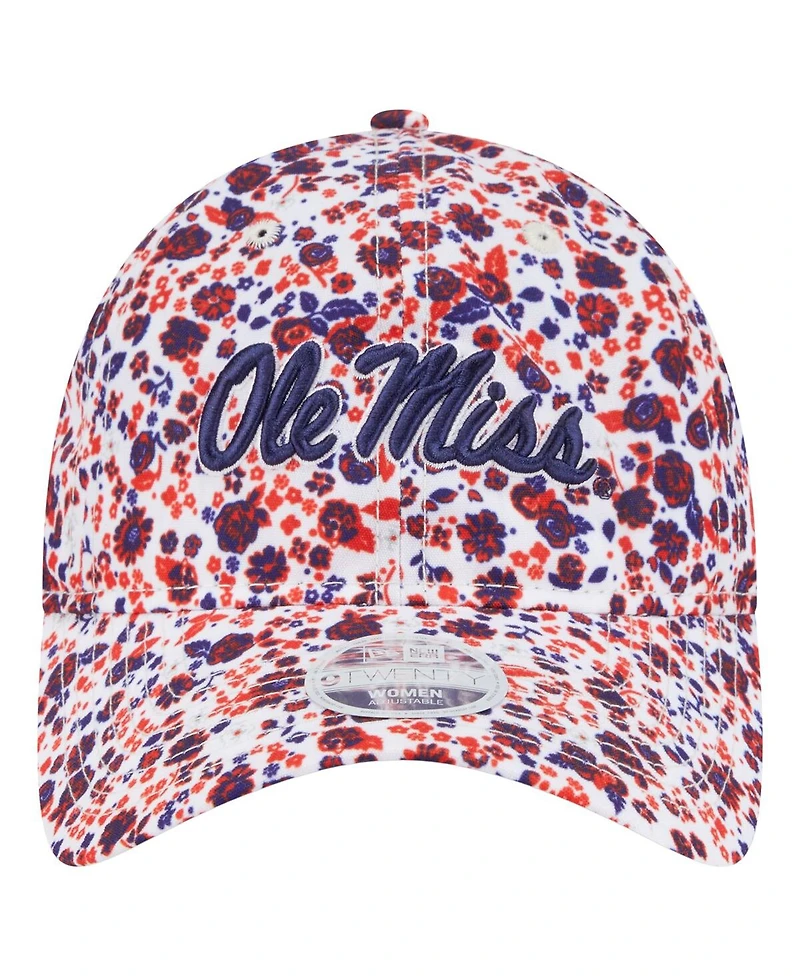 New Era Women's White Ole Miss Rebels Blooming 9TWENTY Adjustable Hat