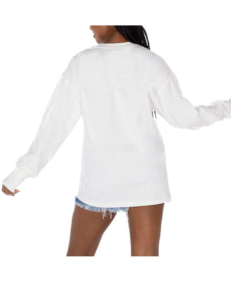 Gameday Couture Women's White Denver Broncos Time Out Oversized Long Sleeve T-Shirt