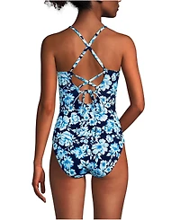 Lands' End Women's Long Lace Up One Piece Swimsuit