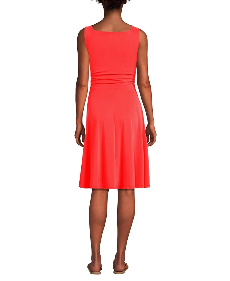 Lands' End Women's Cupro Fit and Flare Sleeveless Dress