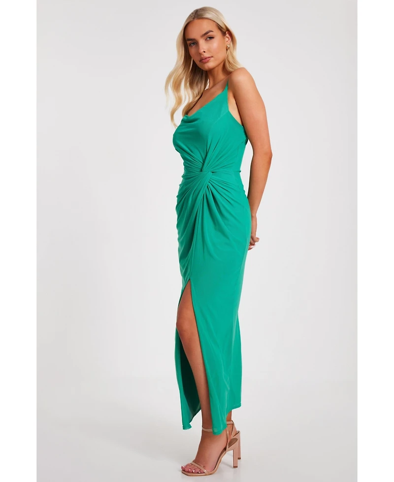 Quiz Women's Mesh Cowl Neck Maxi Dress