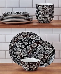 Pfaltzgraff Midnight Blooms 12-Pc. Dinnerware Set, Service for 4