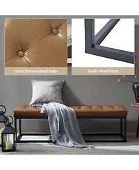 Amalia Mid-century Modern Bench with Button-tufted