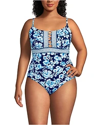 Lands' End Women's Lace Up One Piece Swimsuit