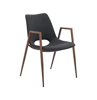 Set of Two Upholstered Faux Leather Open Back Dining Arm Chairs