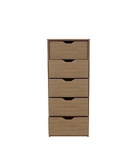 Houma 5 Drawers Narrow Dresser, Slim Storage Chest of Drawers, Natural Oak