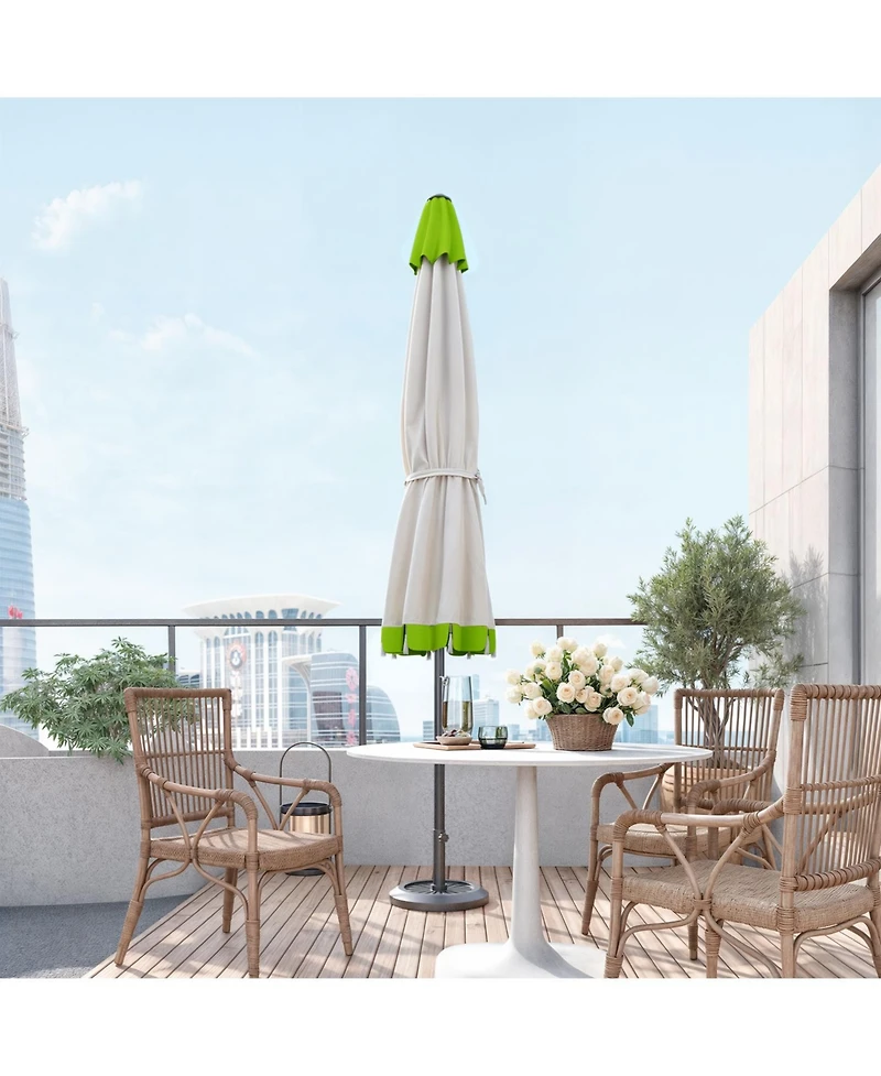 10 ft tassel umbrella, outdoor umbrella with tilt and crank for garden, deck, backyard, pool and beach, green