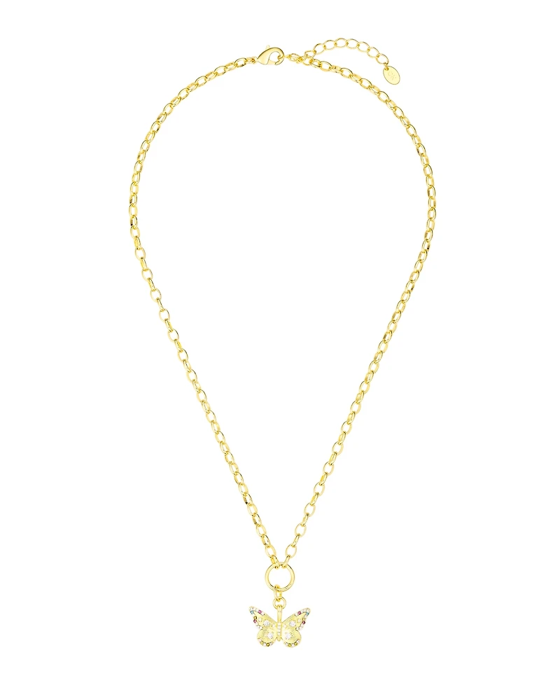 Unwritten Cubic Zirconia Tennis Butterfly Layered Necklace Set