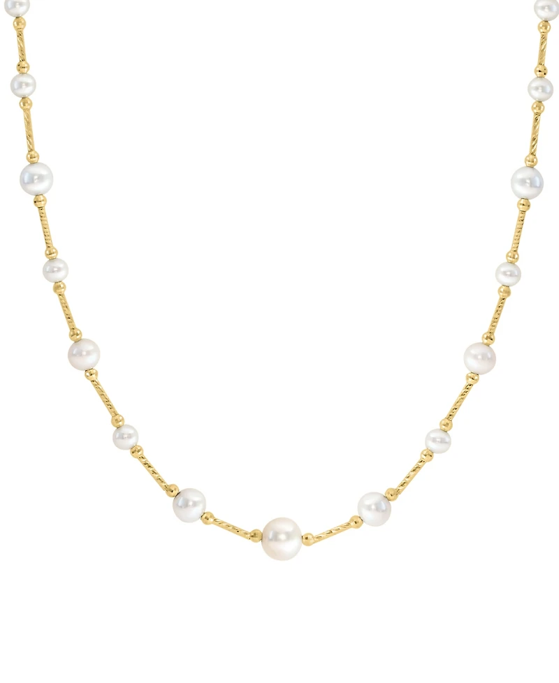 Effy Cultured Freshwater Pearl (3-1/2 - 7-1/2mm) 18" Collar Necklace in 14k Gold-Plated Sterling Silver