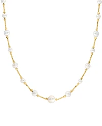 Effy Cultured Freshwater Pearl (3-1/2 - 7-1/2mm) 18" Collar Necklace in 14k Gold-Plated Sterling Silver