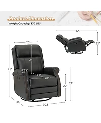 Osvaldo 30.5" Wide Genuine Leather Manual Recliner