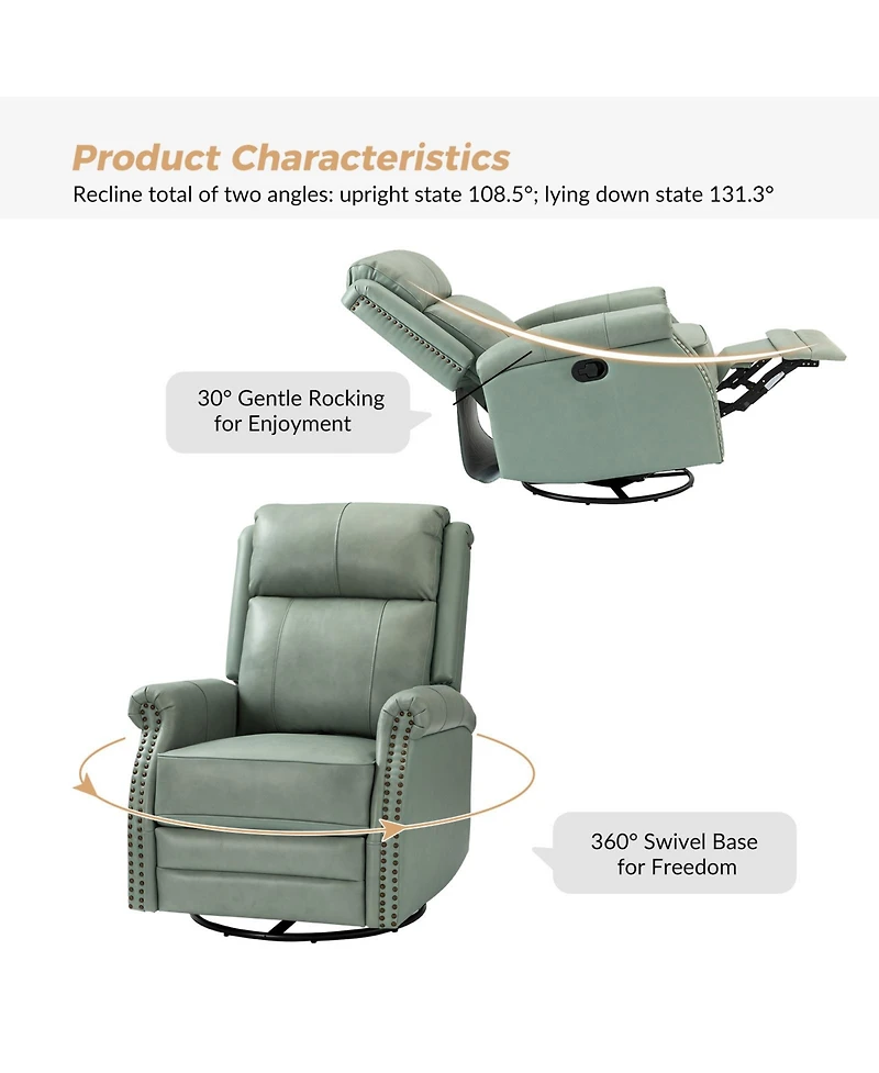 Osvaldo 30.5" Wide Genuine Leather Manual Recliner