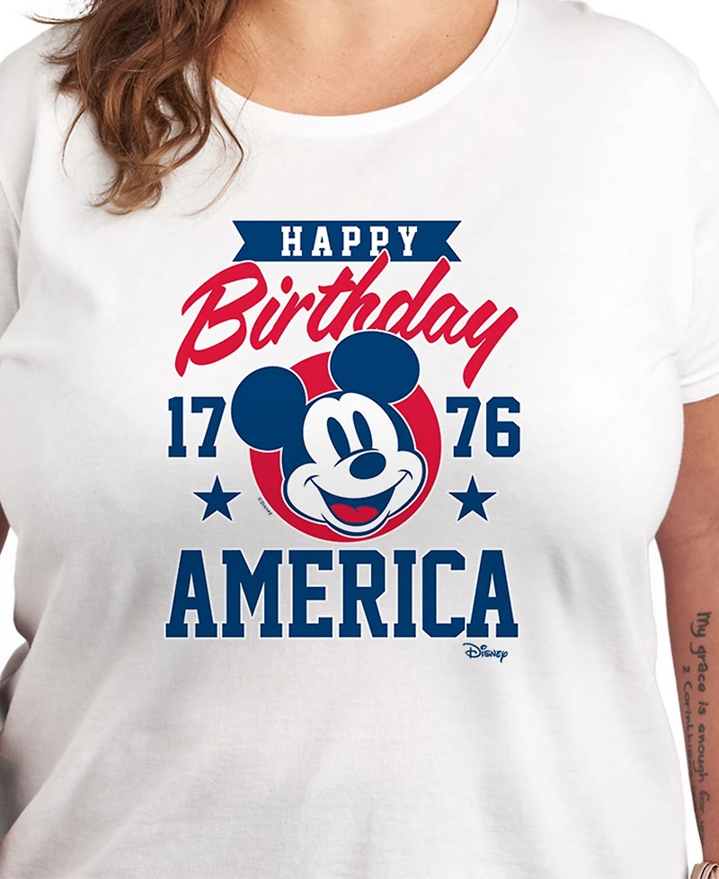 Hybrid Apparel Plus Disney Mickey Happy Birthday America Graphic T-Shirt